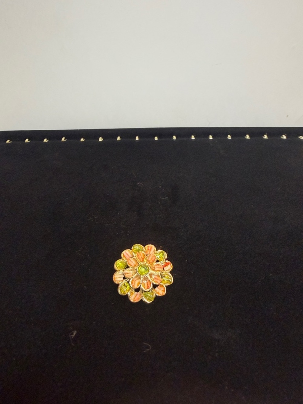Orange and Lime Floral Accent Brooch